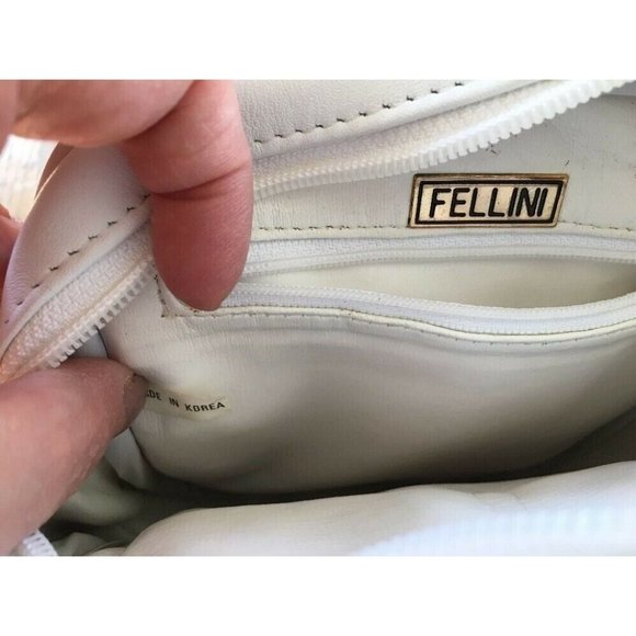 Vintage  Fellini white leather shoulder bag NEW - Picture 8 of 8